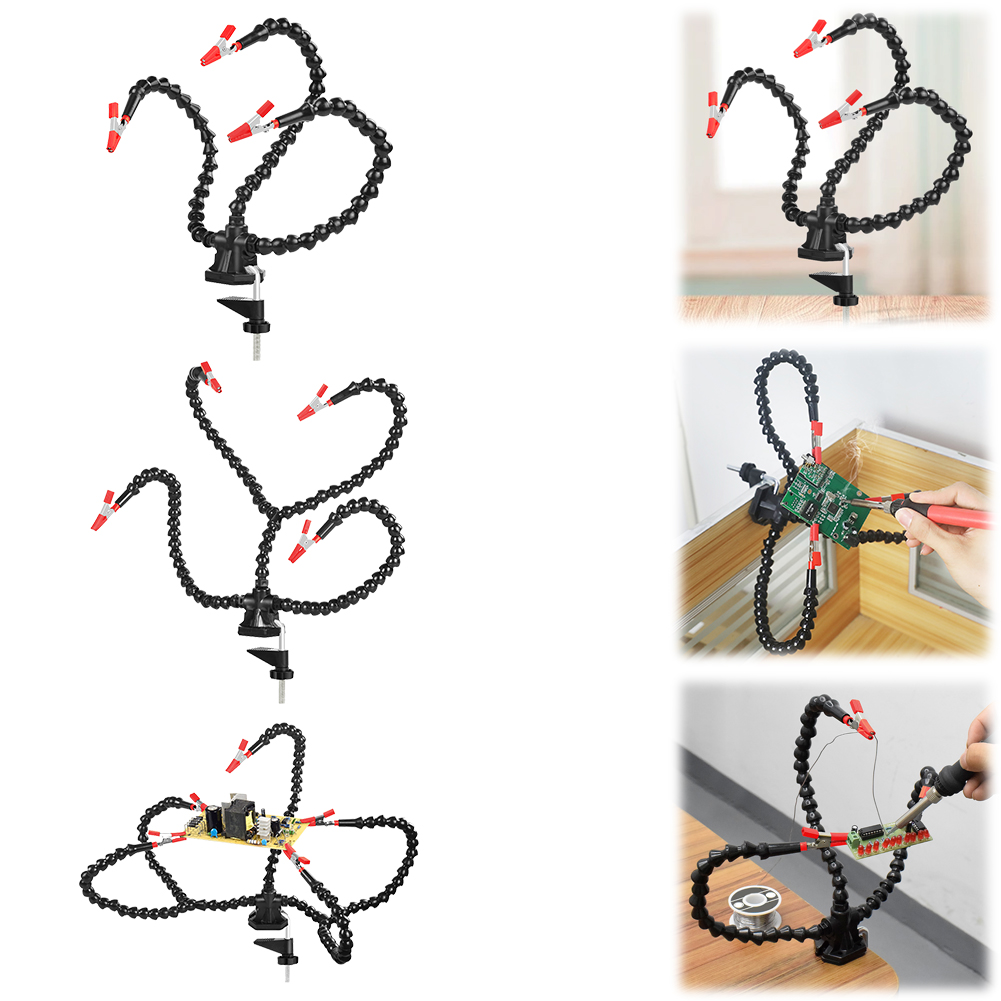 Electronics Repair Tool - デスククランプはんだ付けサードハンドツール 3/4/5 個フレキシブルアーム PCB ホルダースタンド電子修理はんだ付けジュエリー工芸品