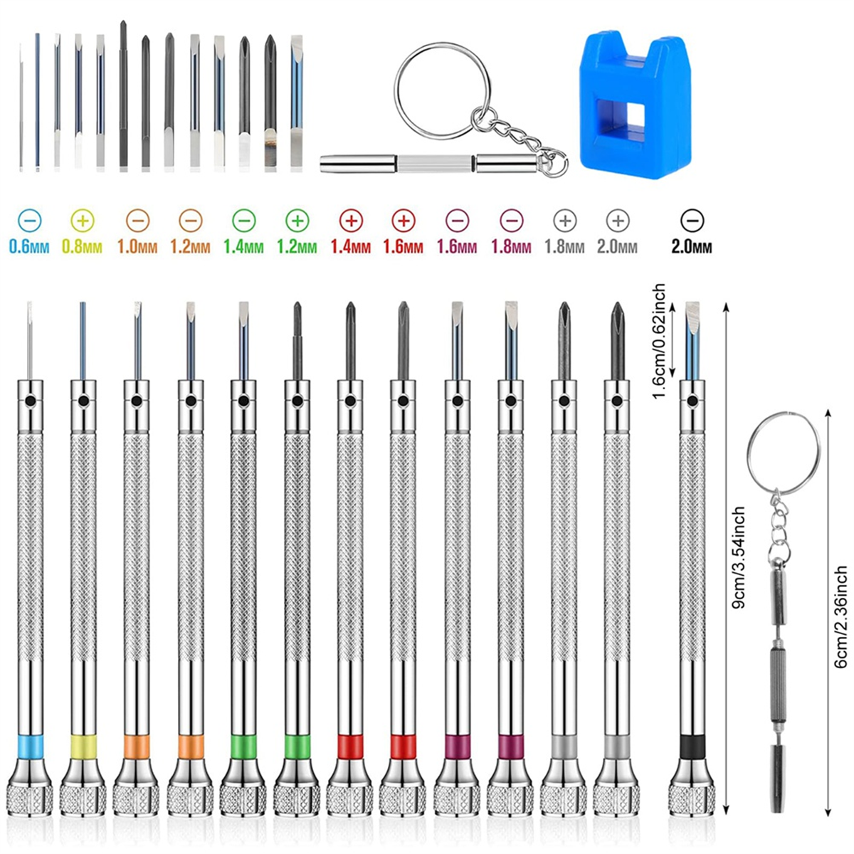 Electronics Repair Tool - A002 26本時計ドライバーセット、滑り止め小型ドライバーセット、0.6-2.0MMミニスクリュードライバー、電子修理ツールキット
