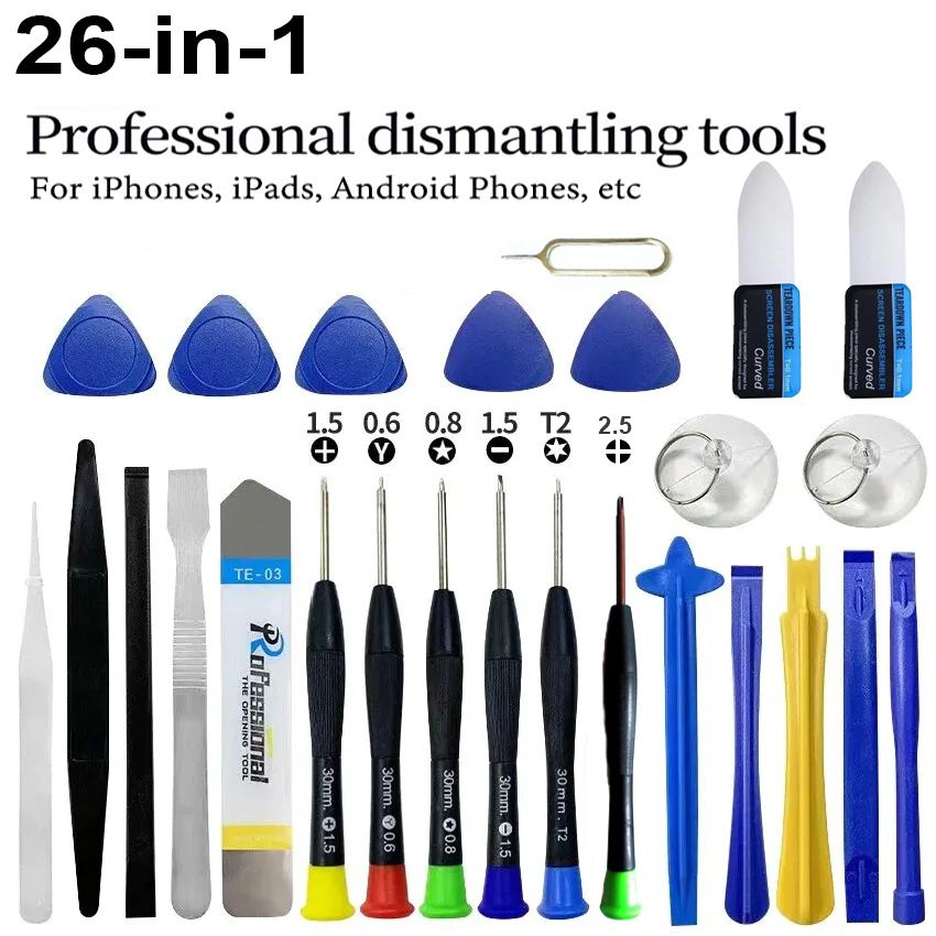 Electronics Repair Equipment - 26 in 1 携帯電話修理ツールセット プロ仕様ドライバーキット こじ開け棒付き