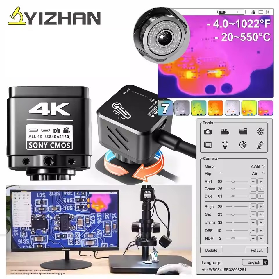 Electronics Repair Tool - YIZHAN サーマルイメージャー 256*192 ピクセル 4k 電子はんだ付け顕微鏡カメラ