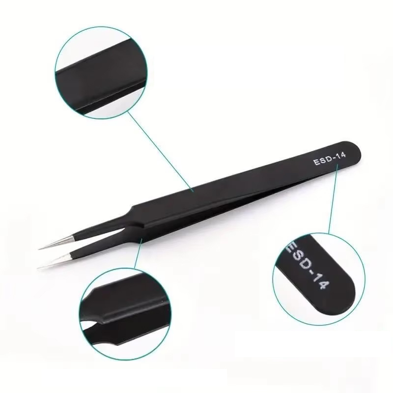 6 個の ESD 帯電防止ステンレス鋼ピンセット修理ツール、 - Electronics Repair Tool のレビューと価格